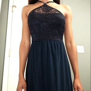 Boohoo blue long maxi lace dress